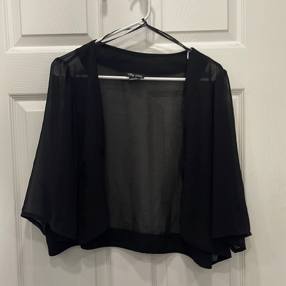 Womens City Chic elegant sheer black chiffon shrug - Size 20